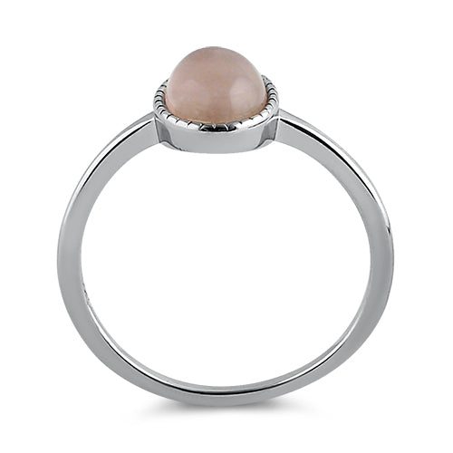 Sterling Silver Rose Qwartz Oval Stone Ring