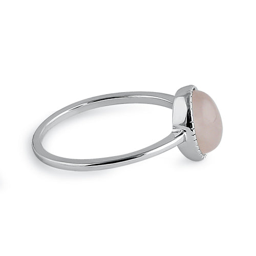 Sterling Silver Rose Qwartz Oval Stone Ring