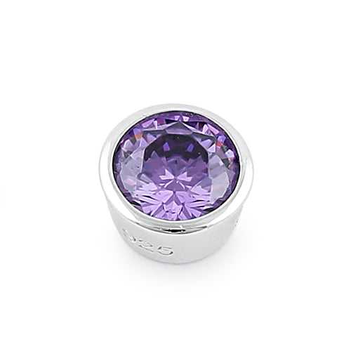 Sterling Silver Round Amethyst CZ Pendant