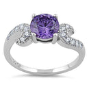 Sterling Silver Round Amethyst CZ Ring