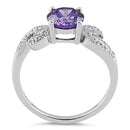 Sterling Silver Round Amethyst CZ Ring