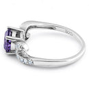 Sterling Silver Round Amethyst CZ Ring