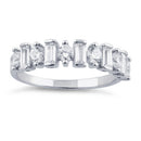 Sterling Silver Round & Baguette Clear CZ Ring