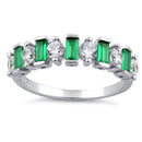 Sterling Silver Round & Baguette Emerald CZ Ring