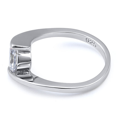 Sterling Silver Round Bezel Clear CZ Ring
