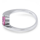 Sterling Silver Round Bezel Pink CZ Ring