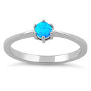 Sterling Silver Round Blue Lab Opal Ring