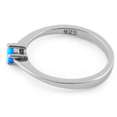 Sterling Silver Round Blue Lab Opal Ring