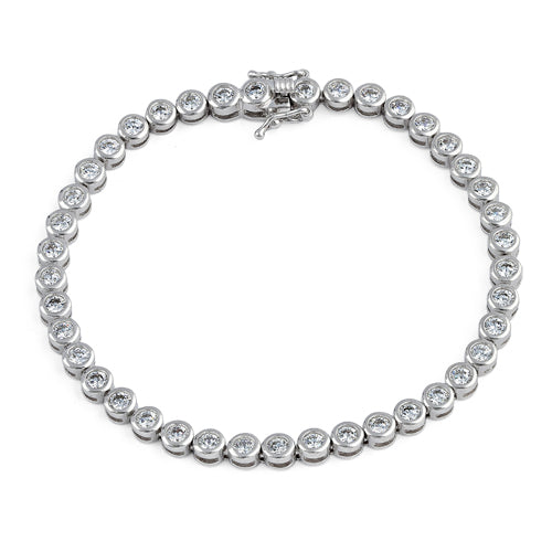 Sterling Silver Round Clear CZ Tennis Bracelett