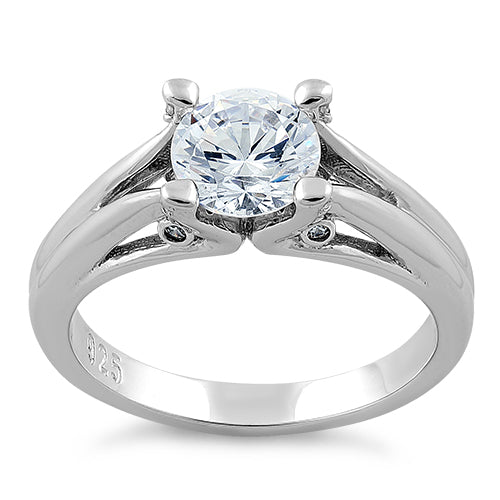 Sterling Silver Round Clear CZ Ring