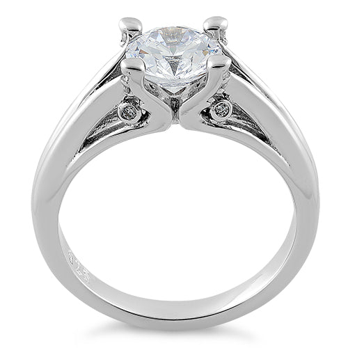 Sterling Silver Round Clear CZ Ring