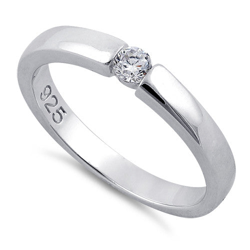 Sterling Silver Round Clear CZ Ring