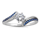 Sterling Silver Round Cut Blue CZ Ring