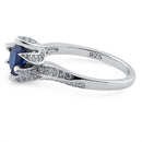 Sterling Silver Round Cut Blue Spinel & Clear CZ Ring