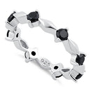 Sterling Silver Round Cut Eternity Black CZ Ring