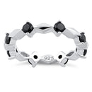 Sterling Silver Round Cut Eternity Black CZ Ring