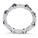 Sterling Silver Round Cut Eternity Black CZ Ring