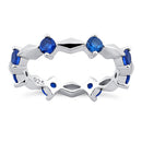 Sterling Silver Round Cut Eternity Blue Spinel CZ Ring