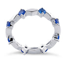 Sterling Silver Round Cut Eternity Blue Spinel CZ Ring