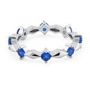 Sterling Silver Round Cut Eternity Blue Spinel CZ Ring