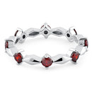 Sterling Silver Round Cut Eternity Dark Garnet CZ Ring