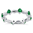 Sterling Silver Round Cut Eternity Emerald CZ Ring
