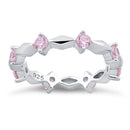 Sterling Silver Round Cut Eternity Pink CZ Ring