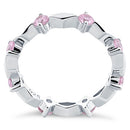 Sterling Silver Round Cut Eternity Pink CZ Ring