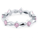 Sterling Silver Round Cut Eternity Pink CZ Ring