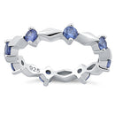 Sterling Silver Round Cut Eternity Tanzanite CZ Ring