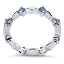 Sterling Silver Round Cut Eternity Tanzanite CZ Ring