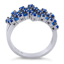 Sterling Silver Round & Emerald Cut Blue Sapphire CZ Ring