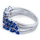 Sterling Silver Round & Emerald Cut Blue Sapphire CZ Ring