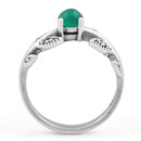 Sterling Silver Round Green Agate Leaves Marcasite Ring