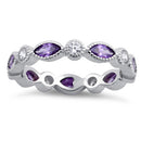 Sterling Silver Round & Marquise Amethyst CZ Eternity Ring