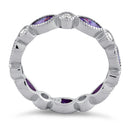 Sterling Silver Round & Marquise Amethyst CZ Eternity Ring