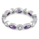 Sterling Silver Round & Marquise Amethyst CZ Eternity Ring