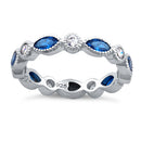 Sterling Silver Round & Marquise Blue Spinel CZ Eternity Ring