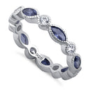 Sterling Silver Round & Marquise Tanzanite CZ Eternity Ring