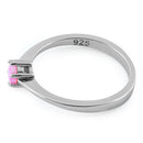 Sterling Silver Round Pink Lab Opal Ring