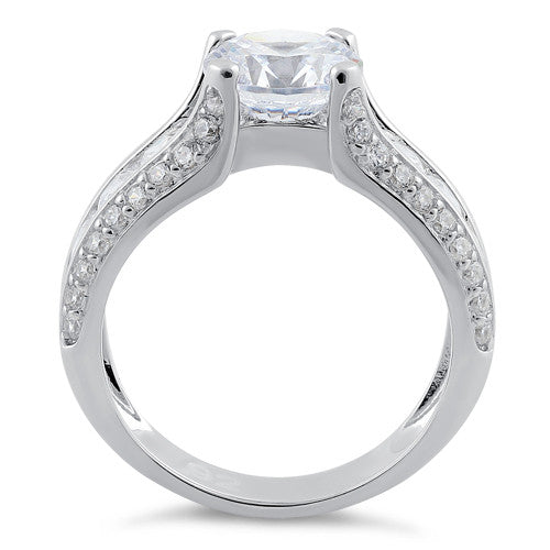 Sterling Silver Round & Princess Cut Clear CZ Ring