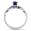 Sterling Silver Round Blue Lapis Leaves Marcasite Ring