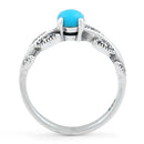 Sterling Silver Round Simulated Turquoise Leaves Marcasite Ring