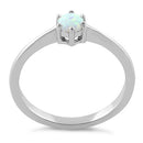 Sterling Silver Round White Lab Opal Ring