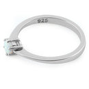 Sterling Silver Round White Lab Opal Ring