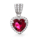 Sterling Silver Ruby Big Heart CZ Pendant