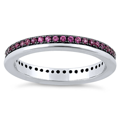 Sterling Silver Ruby CZ Eternity Band