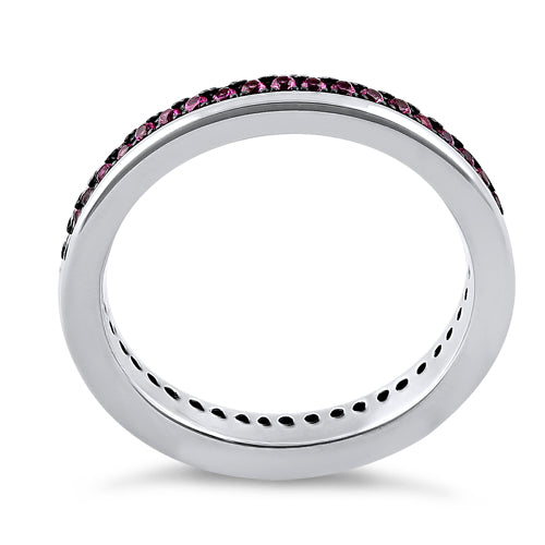 Sterling Silver Ruby CZ Eternity Band