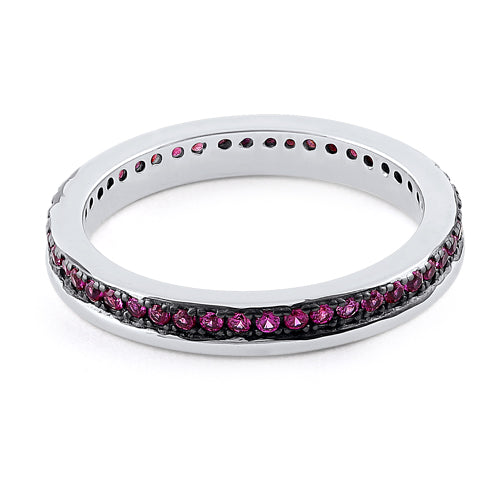 Sterling Silver Ruby CZ Eternity Band