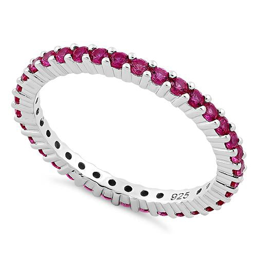 Sterling Silver Ruby Eternity CZ Ring